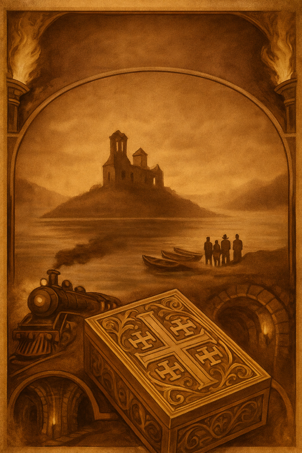 Cover of 1934: Caught in the Crossroads — showing a vintage European map with crossed routes